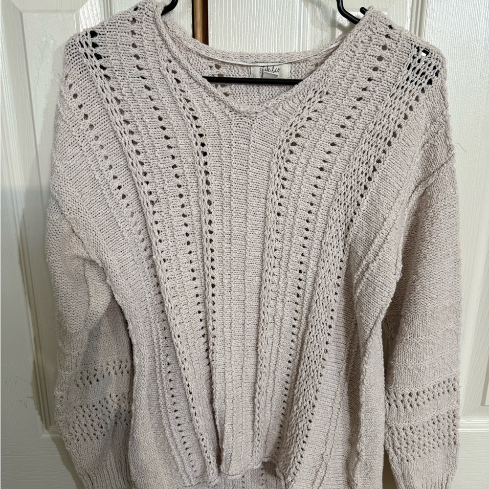 Style & Co. Cream V-Neck Sweater